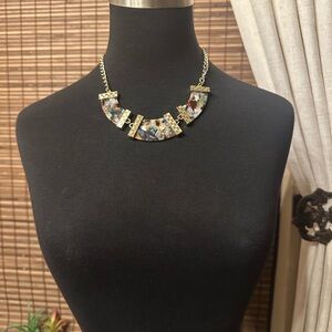 Park Lane Gold and Multicolor Mosaic Necklace
